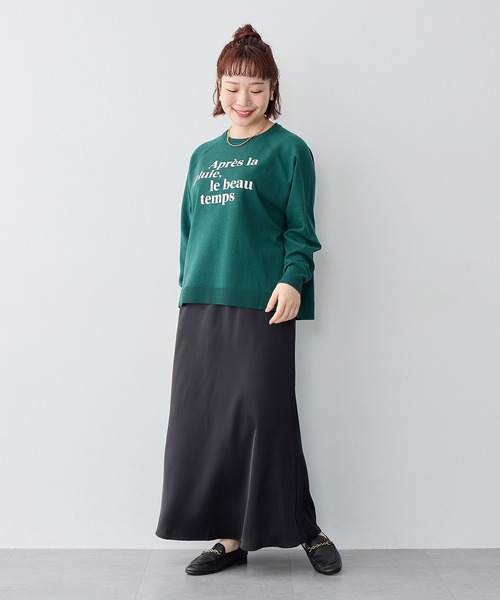 anyfee(エニフィー)の「【anyfee/大きいサイズ】ロゴ刺繍ニットロンT(ニット/セーター・レディース・ネイビー/杢グレー/グリーン・LL/3L/4L/5L)」の22枚目の写真