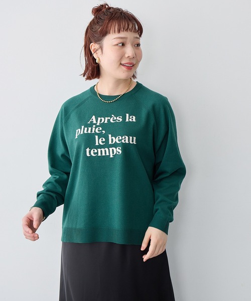 anyfee(エニフィー)の「【anyfee/大きいサイズ】ロゴ刺繍ニットロンT(ニット/セーター・レディース・ネイビー/杢グレー/グリーン・LL/3L/4L/5L)」の19枚目の写真
