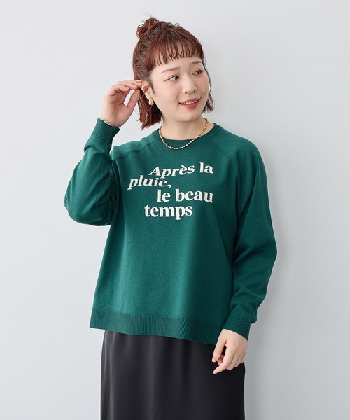 anyfee(エニフィー)の「【anyfee/大きいサイズ】ロゴ刺繍ニットロンT(ニット/セーター・レディース・ネイビー/杢グレー/グリーン・LL/3L/4L/5L)」の21枚目の写真
