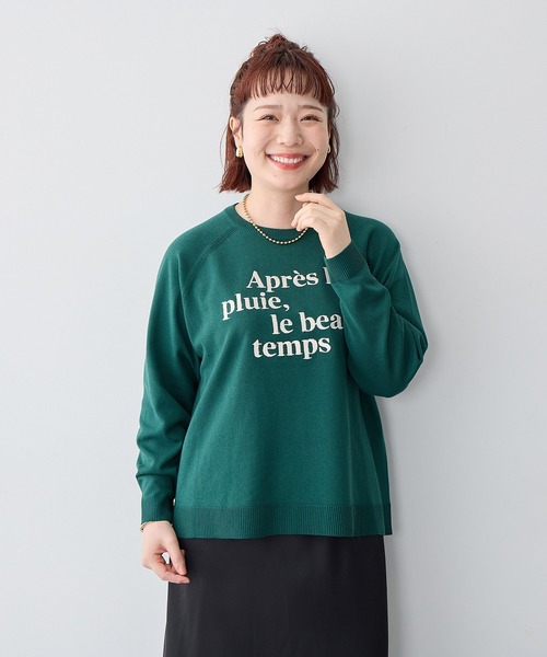 anyfee(エニフィー)の「【anyfee/大きいサイズ】ロゴ刺繍ニットロンT(ニット/セーター・レディース・ネイビー/杢グレー/グリーン・LL/3L/4L/5L)」の16枚目の写真