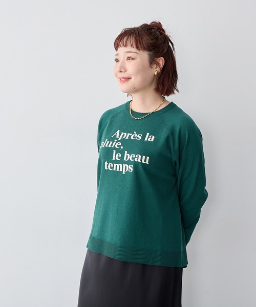 anyfee(エニフィー)の「【anyfee/大きいサイズ】ロゴ刺繍ニットロンT(ニット/セーター・レディース・ネイビー/杢グレー/グリーン・LL/3L/4L/5L)」の14枚目の写真