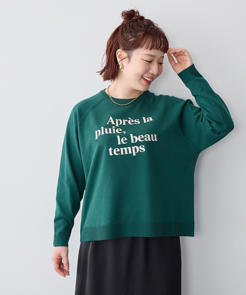 anyfee(エニフィー)の「【anyfee/大きいサイズ】ロゴ刺繍ニットロンT(ニット/セーター・レディース・ネイビー/杢グレー/グリーン・LL/3L/4L/5L)」の13枚目の写真
