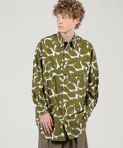 HAVERSACK（ハバーザック）の「HAVERSACK ATTIRE コットン総柄 ロングスリーブシャツ（シャツ/ブラウス・メンズ・グリーン系その他・M/L）」の2枚目の写真