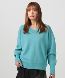 [ヒップまでカバーする]オーバーサイズVネックニット