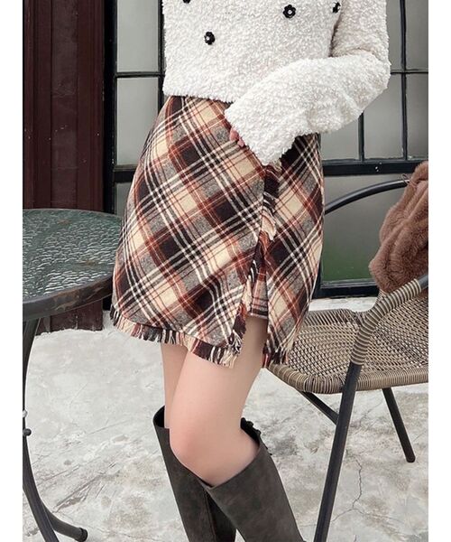 RESEXXY（リゼクシー）の「フリンジラップミニスカート（スカート・レディース・ブルー/ブラック/ブラウン・FREE）」の2枚目の写真