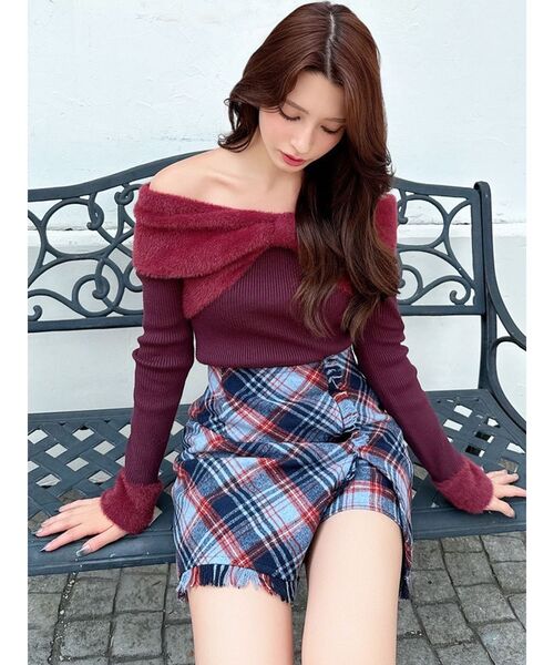 RESEXXY（リゼクシー）の「フリンジラップミニスカート（スカート・レディース・ブルー/ブラック/ブラウン・FREE）」の6枚目の写真