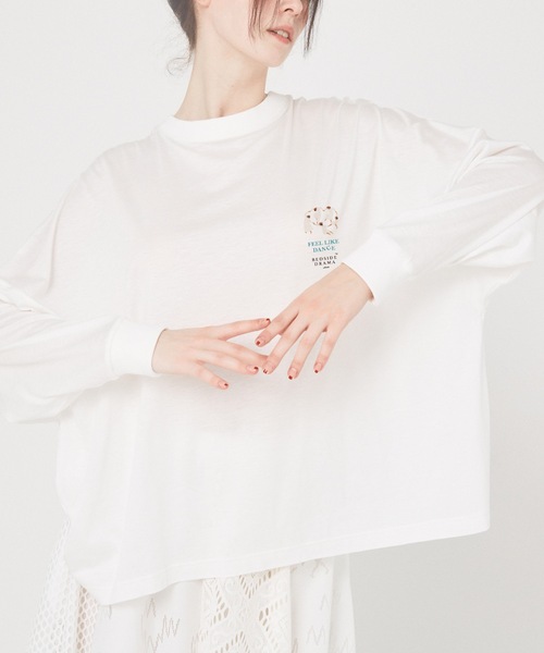 bedsidedrama（ベットサイドドラマ）の「OMNIDANCE Wide L/S Tee（Tシャツ/カットソー・レディース・ホワイト/ブラック・1/2）」の9枚目の写真