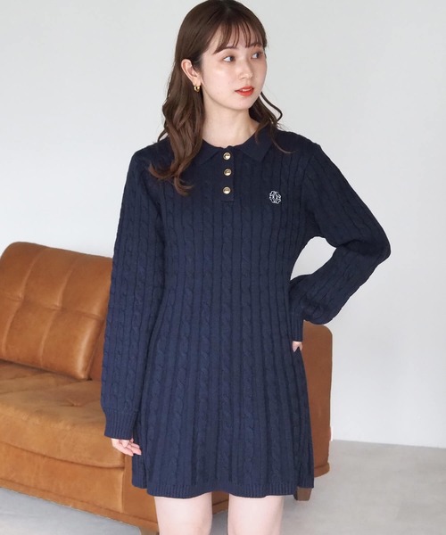 tiptop（ティップトップ）の「ケーブルニットポロワンピース（ワンピース・レディース・チャコールグレー/ボルドー/ネイビー・FREE）」の16枚目の写真