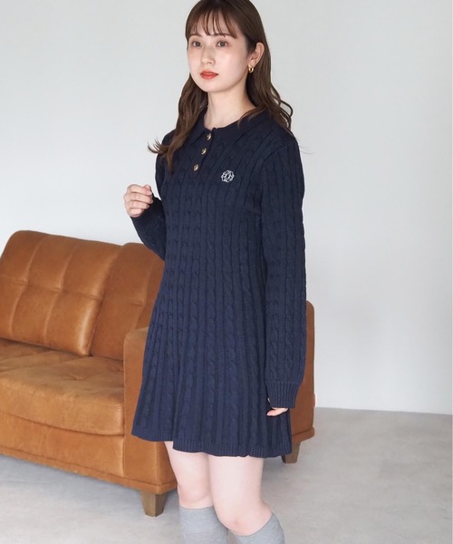 tiptop（ティップトップ）の「ケーブルニットポロワンピース（ワンピース・レディース・チャコールグレー/ボルドー/ネイビー・FREE）」の17枚目の写真