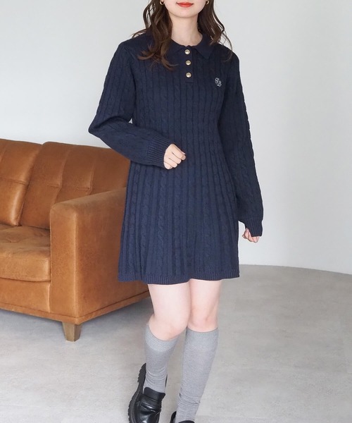 tiptop（ティップトップ）の「ケーブルニットポロワンピース（ワンピース・レディース・チャコールグレー/ボルドー/ネイビー・FREE）」の18枚目の写真