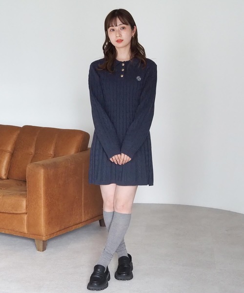 tiptop（ティップトップ）の「ケーブルニットポロワンピース（ワンピース・レディース・チャコールグレー/ボルドー/ネイビー・FREE）」の19枚目の写真