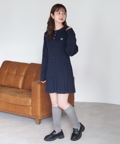 tiptop（ティップトップ）の「ケーブルニットポロワンピース（ワンピース・レディース・チャコールグレー/ボルドー/ネイビー・FREE）」の20枚目の写真