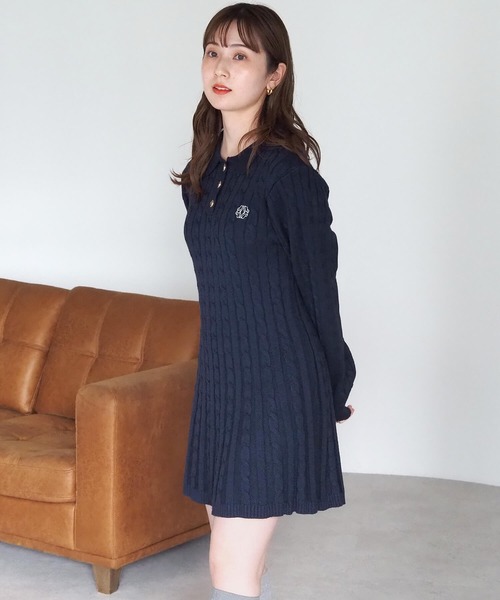 tiptop（ティップトップ）の「ケーブルニットポロワンピース（ワンピース・レディース・チャコールグレー/ボルドー/ネイビー・FREE）」の21枚目の写真