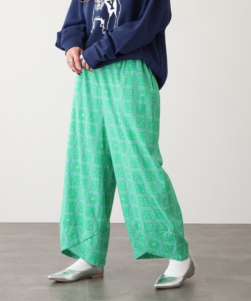KILKI（キルキー）の「kilki ダイスチェック タイパンツ（その他パンツ・レディース・ネイビー/グリーン・FREE）」の3枚目の写真