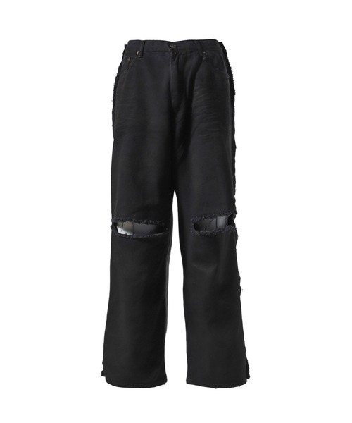 NUBIAN（ヌビアン）の「【PURPLE STAIN】SPRAY LOGO DENIM PANTS