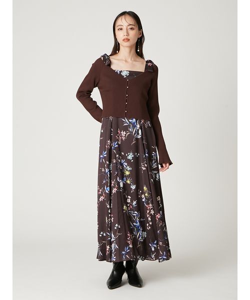 FRAY I.D リボンディテールフローラルワンピース FRAY I.D（フレイ・アイディー） ワンピース リボンディテール