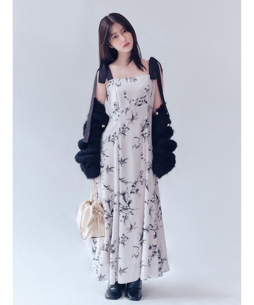 リボンディテールフローラルワンピース（ワンピース）｜FRAY I.D
