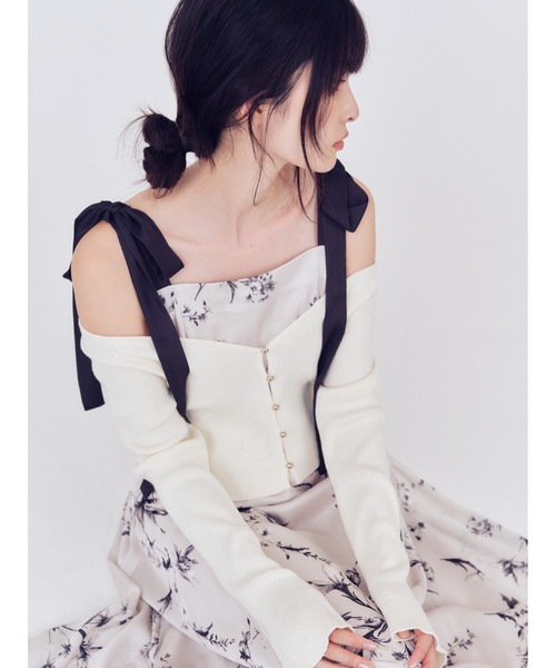 FRAY I.D（フレイアイディー）の「リボンディテールフローラルワンピース（ワンピース・レディース・ライトベージュ/ブラウン/ミント・0/1/00）」の18枚目の写真