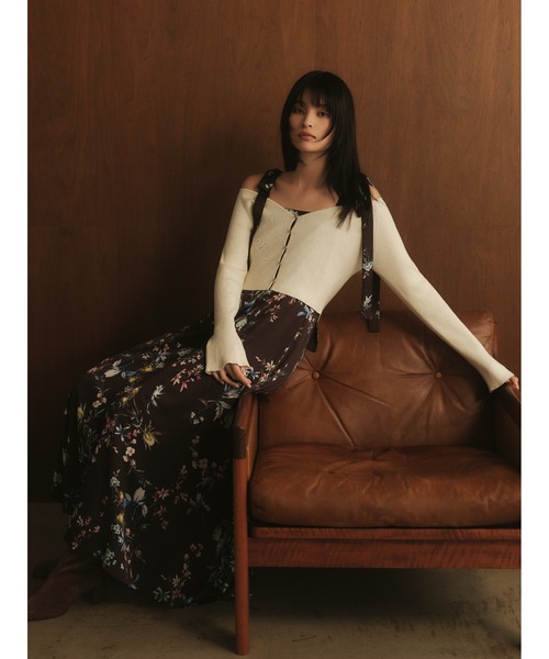 FRAY I.D（フレイアイディー）の「リボンディテールフローラルワンピース（ワンピース・レディース・ライトベージュ/ブラウン/ミント・0/1/00）」の4枚目の写真