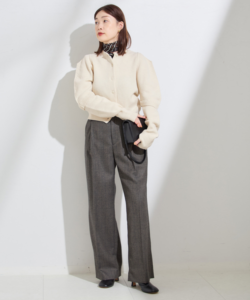 JANE SMITH / JOHN SMITH（ジェーンスミスジョンスミス）の「【JANE SMITH】7G BIG SHOULDER CREW CARDIGAN：カーディガン（カーディガン/ボレロ・レディース・アイボリー/ブラック系その他・38）」の6枚目の写真