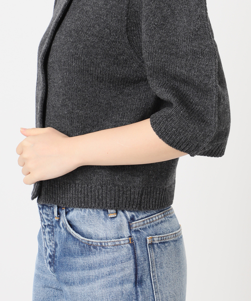 JANE SMITH / JOHN SMITH（ジェーンスミスジョンスミス）の「【JANE SMITH】7G BIG SHOULDER CREW CARDIGAN：カーディガン（カーディガン/ボレロ・レディース・アイボリー/ブラック系その他・38）」の4枚目の写真