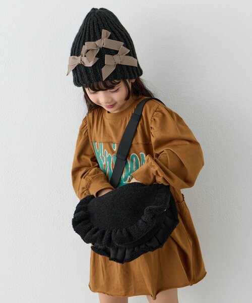 CIAOPANIC TYPY(チャオパニックティピー)の「【KIDS】リボンニット帽(ニットキャップ/ビーニー・キッズ・グレー/ブラック・ONE SIZE)」の12枚目の写真