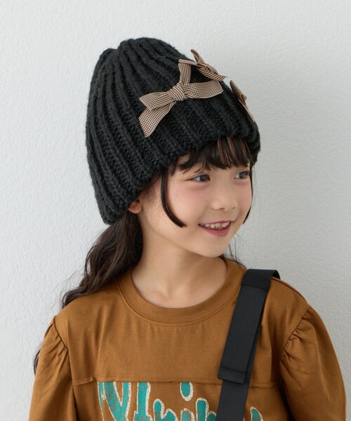 CIAOPANIC TYPY(チャオパニックティピー)の「【KIDS】リボンニット帽(ニットキャップ/ビーニー・キッズ・グレー/ブラック・ONE SIZE)」の14枚目の写真