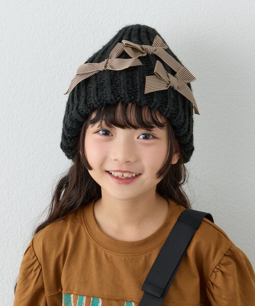 CIAOPANIC TYPY(チャオパニックティピー)の「【KIDS】リボンニット帽(ニットキャップ/ビーニー・キッズ・グレー/ブラック・ONE SIZE)」の15枚目の写真