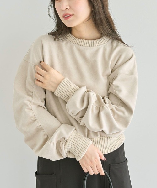 ELENCARE DUE（エレンカーレデュエ）の「・ELENCARE DUE スエードポンチプルオーバー（Tシャツ/カットソー・レディース・チャコールグレー/アイボリー/ブラウン/ボルドー・FREE）」の2枚目の写真