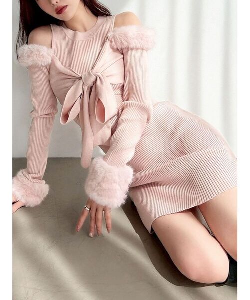 ポイントフェイクファーミニニットワンピース（ワンピース）｜RESEXXY