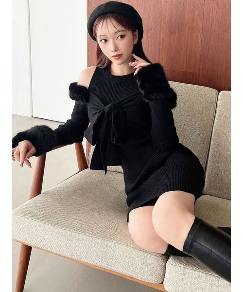 ポイントフェイクファーミニニットワンピース（ワンピース）｜RESEXXY