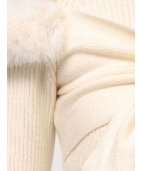 セール】ポイントフェイクファーミニニットワンピース(ワンピース セール】ポイントフェイクファーミニニットワンピース(ワンピース