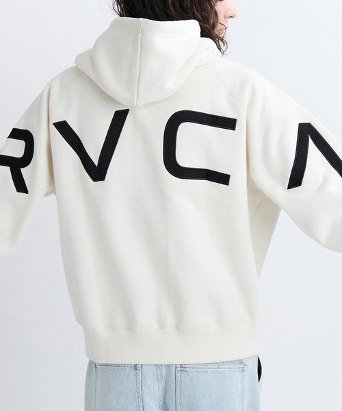 RVCA(ルーカ)の「RVCA メンズ ARCH BACK SIDE ZIP HD パーカー 【2025年秋冬モデル】/ルーカバックロゴジップアップパーカー・フーディー(パーカー・メンズ・グリーン系その他/ピンク系その他/ブラック/オフホワイト・X-LARGE/LARGE/MEDIUM/SMALL)」の1枚目の写真