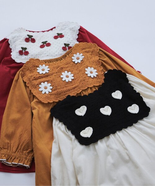 apres les cours（アプレレクール）の「【ジュニア対応】ハート・フラワー・さくらんぼモチーフワンピース（ワンピース・キッズ・アイボリー/レッド/マスタード・80/90/100/110/120/130/140）」の19枚目の写真