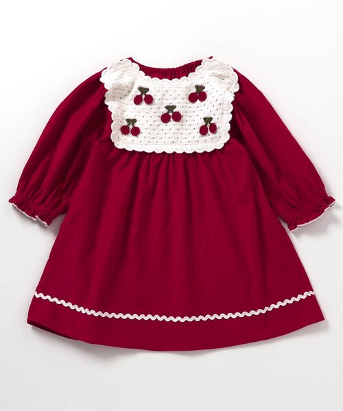 apres les cours（アプレレクール）の「【ジュニア対応】ハート・フラワー・さくらんぼモチーフワンピース（ワンピース・キッズ・アイボリー/レッド/マスタード・80/90/100/110/120/130/140）」の10枚目の写真