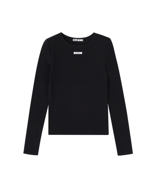 CRANK(クランク)の「ベーシックニットロングスリーブトップ_ブラック(Tシャツ/カットソー・レディース・ブラック・FREE)」の2枚目の写真