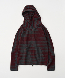 TOFFEE（トフィー）の「ストライプフリースフードジップアップ (バーガンディ/チャコール)（その他アウター）」