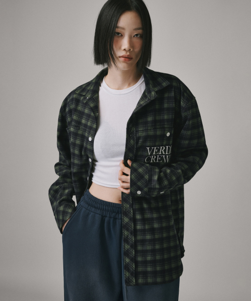 Verdnt（バーダント）の「オーバーサイズポケット刺繍チェックシャツ[グリーン]（シャツ/ブラウス・レディース・その他・LARGE/SMALL/MEDIUM）」の5枚目の写真