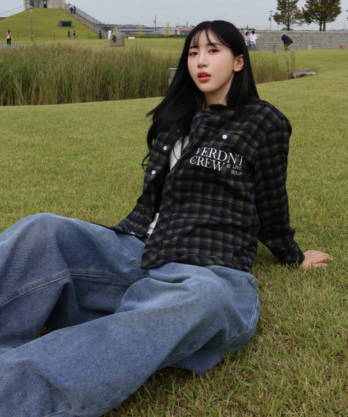 Verdnt（バーダント）の「オーバーサイズポケット刺繍チェックシャツ[グリーン]（シャツ/ブラウス・レディース・その他・LARGE/SMALL/MEDIUM）」の14枚目の写真
