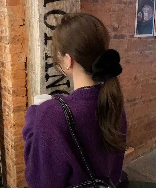 WESTSEA（ウエストシー）の「もこもこ フェイクファー シュシュ（シュシュ・レディース・ブラック/オフホワイト/グレー・FREE）」の2枚目の写真