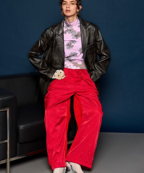 MAISON SPECIAL(メゾンスペシャル)の「Docking Rhinestone Easy Pants/ドッキングラインストーンイージーパンツ(その他パンツ・レディース・レッド/ブラック/オフホワイト・36/38)」の6枚目の写真