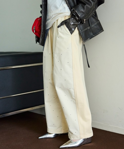 MAISON SPECIAL(メゾンスペシャル)の「Docking Rhinestone Easy Pants/ドッキングラインストーンイージーパンツ(その他パンツ・レディース・レッド/ブラック/オフホワイト・36/38)」の9枚目の写真
