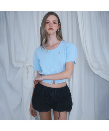Eyelet Half Sleeve Cardigan [Sky Blue]