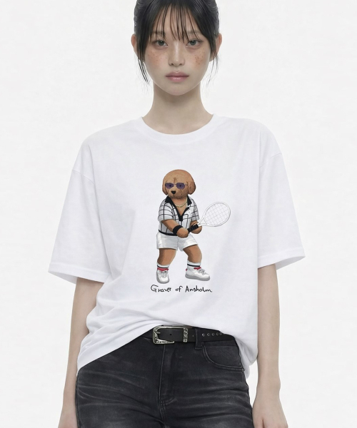GRAVER（グレーバー）の「[ユニセックス]テニスドッグストリーバー半袖Tシャツ_3カラー（Tシャツ/カットソー・レディース・ネイビー/ホワイト/ブラック・SMALL/LARGE/X-LARGE/MEDIUM）」の12枚目の写真
