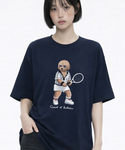 GRAVER（グレーバー）の「[ユニセックス]テニスドッグストリーバー半袖Tシャツ_3カラー（Tシャツ/カットソー・レディース・ネイビー/ホワイト/ブラック・SMALL/LARGE/X-LARGE/MEDIUM）」の10枚目の写真