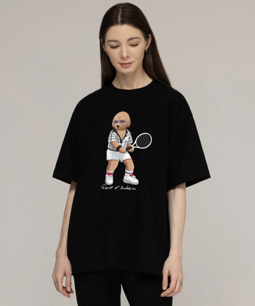 GRAVER（グレーバー）の「[ユニセックス]テニスドッグストリーバー半袖Tシャツ_3カラー（Tシャツ/カットソー・レディース・ネイビー/ホワイト/ブラック・SMALL/LARGE/X-LARGE/MEDIUM）」の8枚目の写真