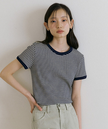 stripe linger t-shirts-ivory/navy