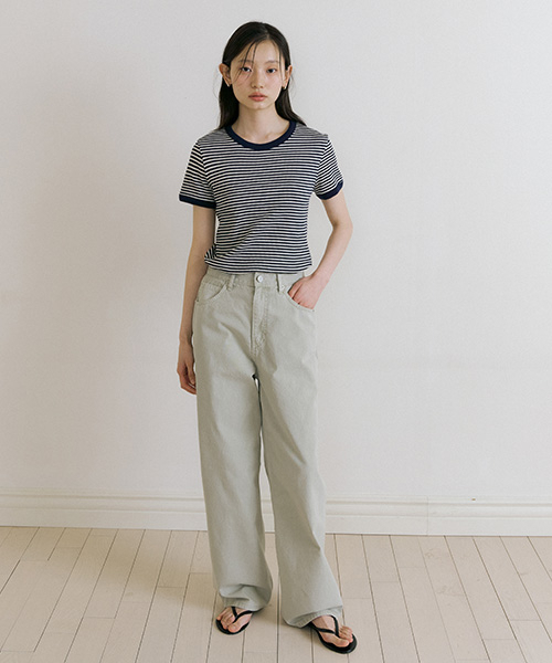 LINGSEOUL(リングソウル)の「stripe linger t-shirts-ivory/navy(Tシャツ/カットソー・レディース・その他・FREE)」の2枚目の写真