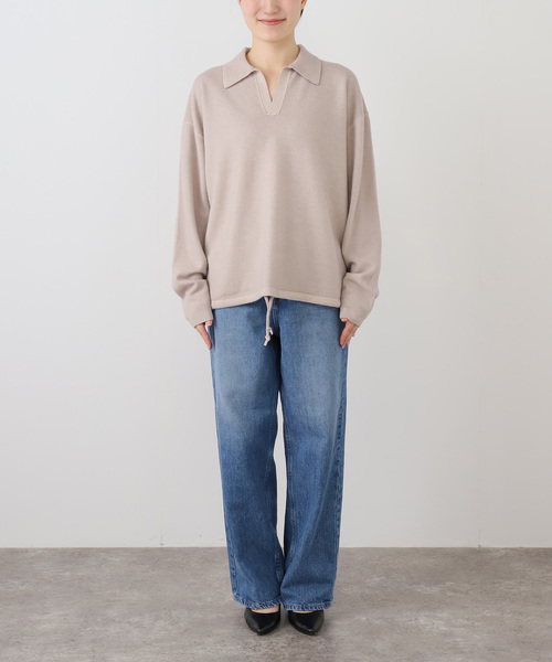 ATON(エイトン)の「ATON エイトン Vintage Knit Skipper Sweater KRAGGW0 807(ニット/セーター・レディース・ベージュ・SMALL)」の9枚目の写真