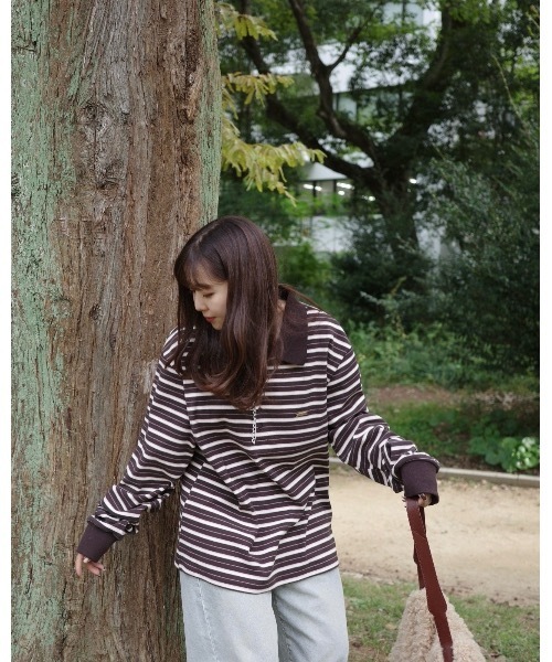 ジュメロ マルチボーダーポロトップ ネイビー マルチボーダーポロトップ（Tシャツ/カットソー）｜JUMELLE（ジュメロ